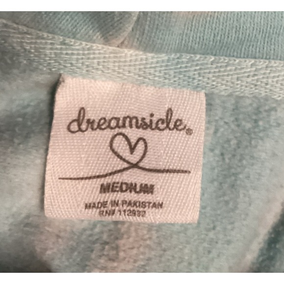DREAMSICLE Women's (Size M) Long Sleeve Hooded Sweatshirt Tie-Dyed Pastel Pocket - Picture 3 of 4